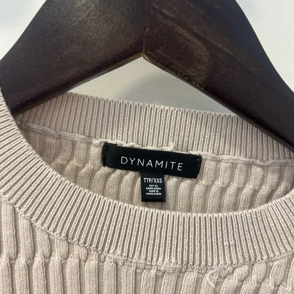 Women's Ribbed Beige Sweater - Picture 2 of 2